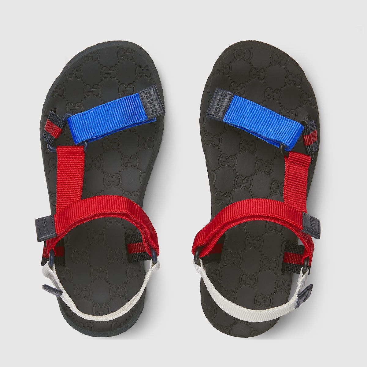Children's sandals with Web in blue and red gros-grain - thumbnail 2