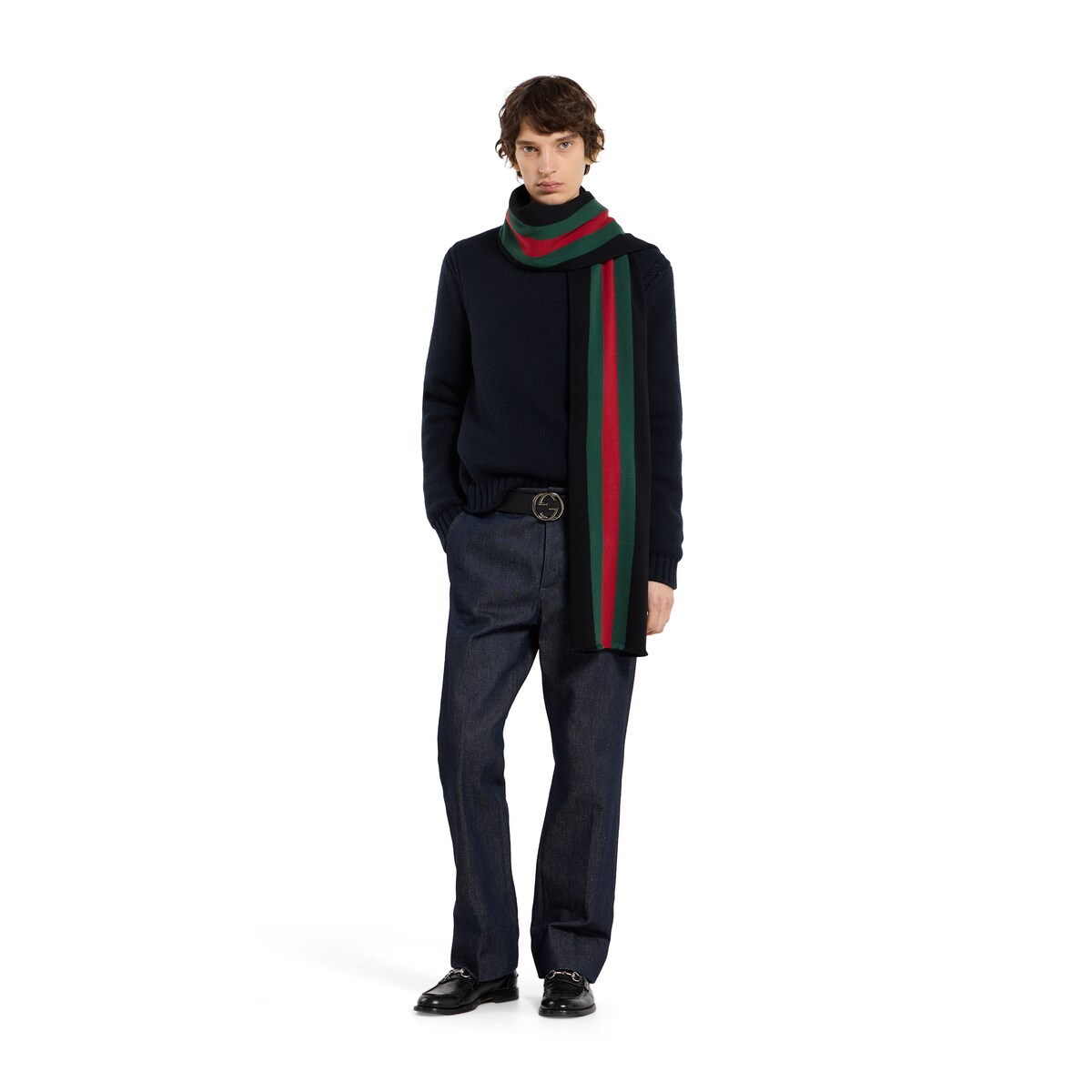 Wool scarf with Web in black - thumbnail 2