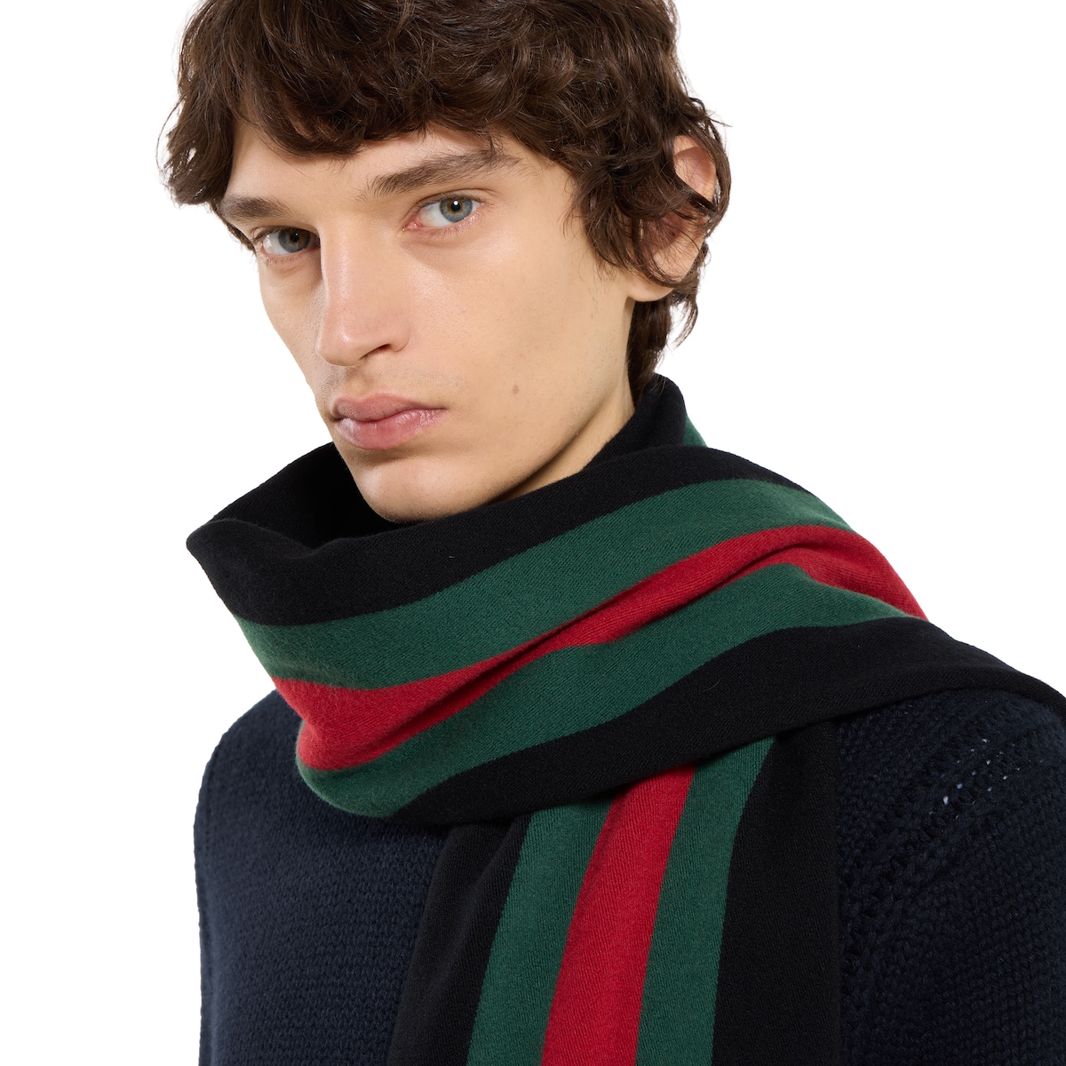 Wool scarf with Web in black