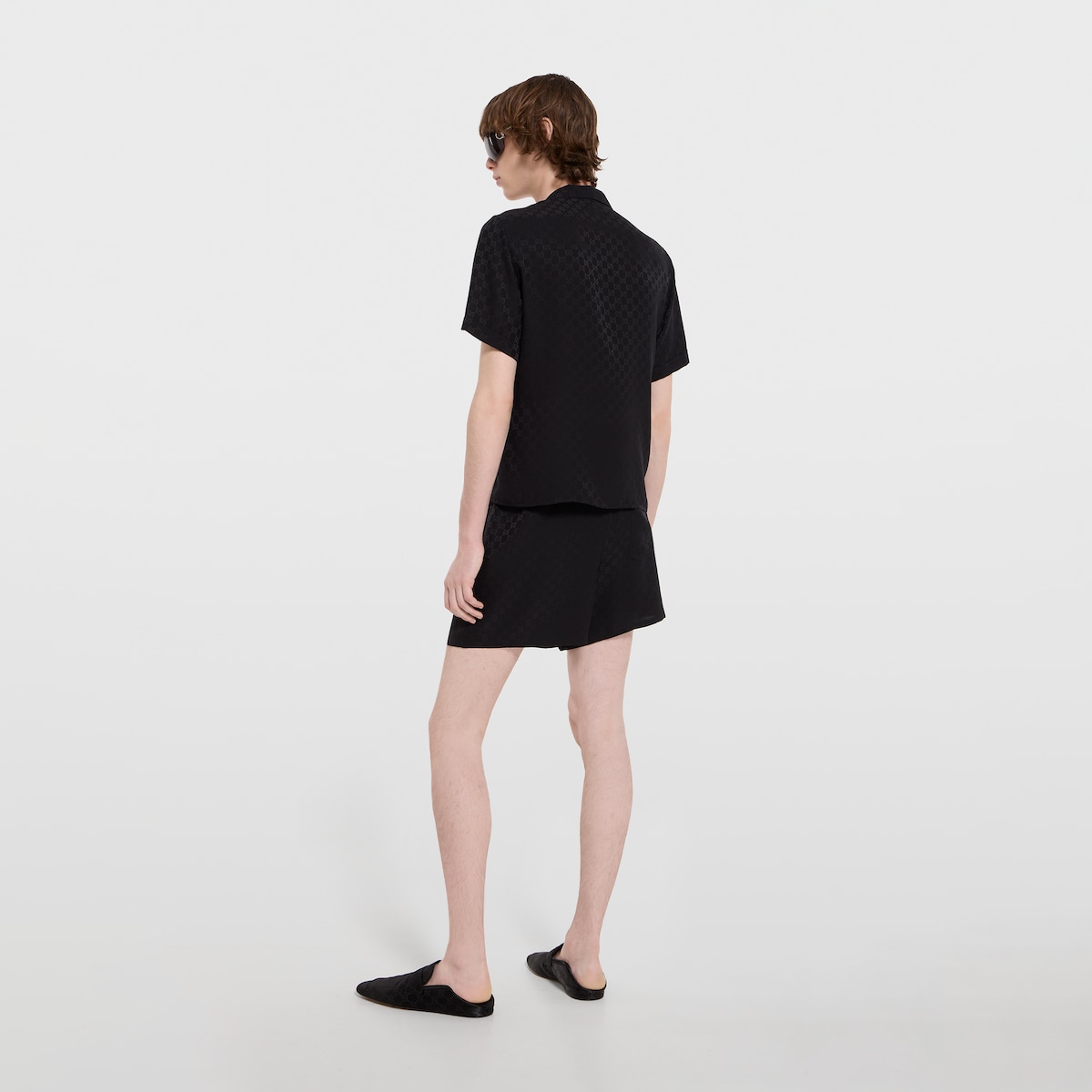 GG silk jacquard shorts in black - thumbnail 2