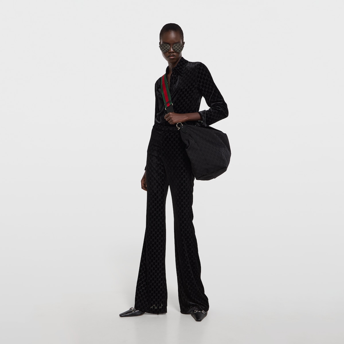 Brera large crossbody bag in black GG canvas - thumbnail 2