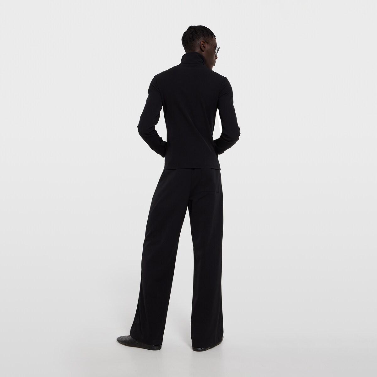 Stretch nylon sportswear pants in black