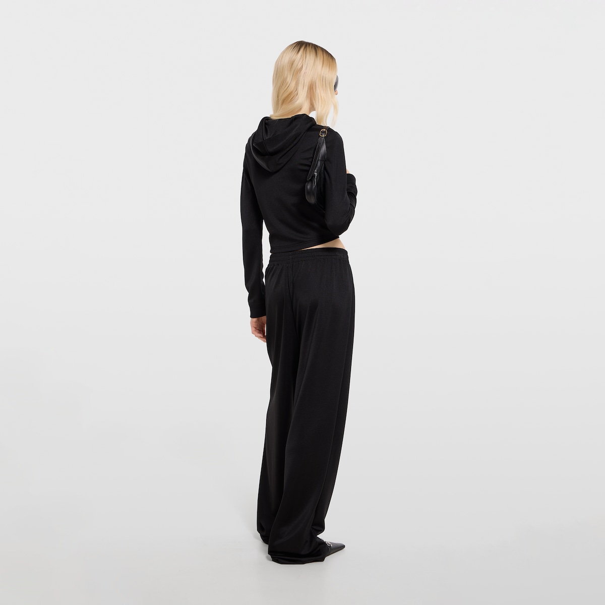 Jersey zip jacket with embroidery in black