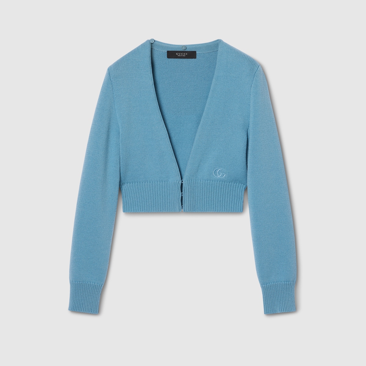 Knit wool cashmere cardigan in light blue