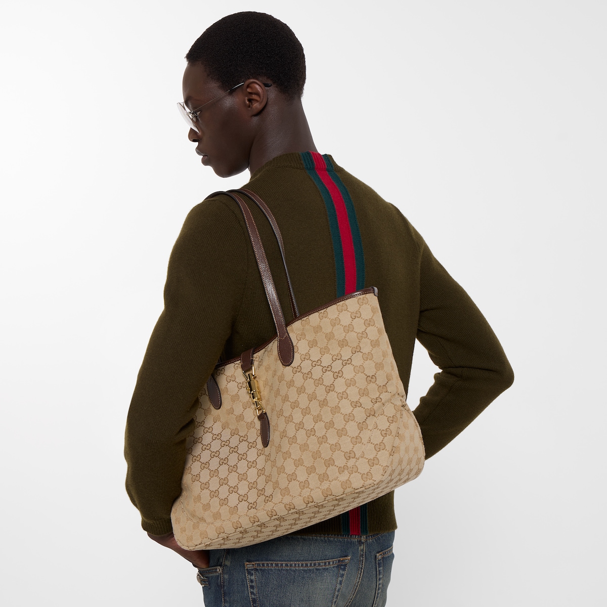 Gucci Jackie medium tote bag in black leather - thumbnail 9