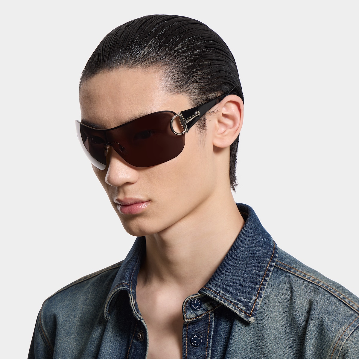 Frameless mask sunglasses in silver-toned | GUCCI® US