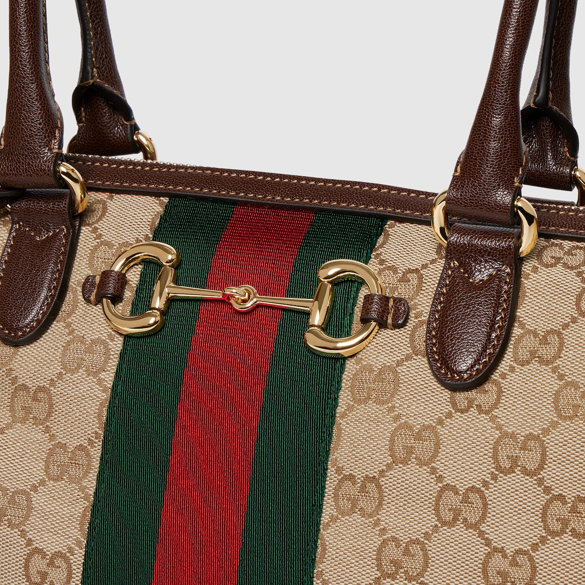 Gucci Borsetto large boston bag in sand and brown GG canvas