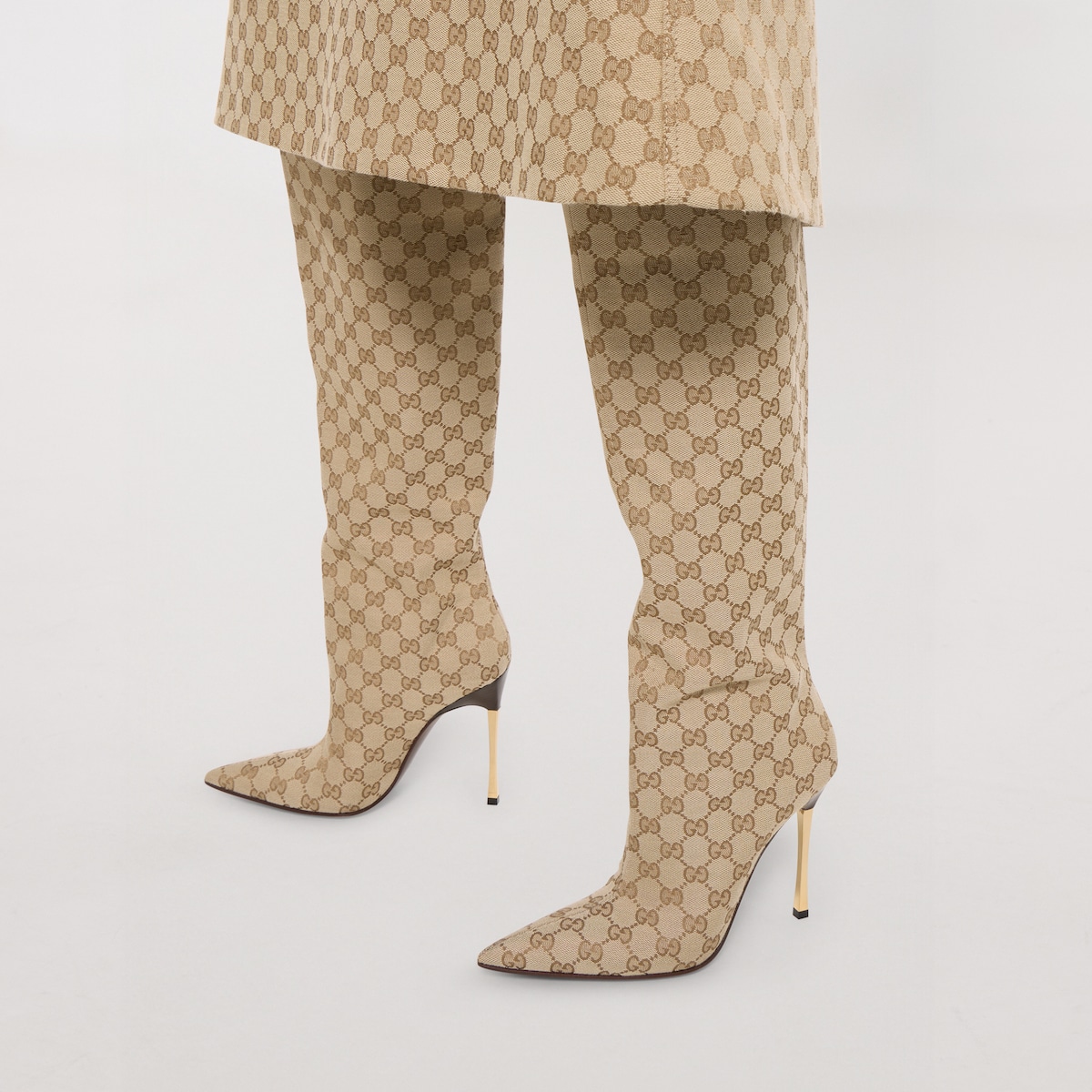 Women's Bombshell boot in sand and brown GG canvas