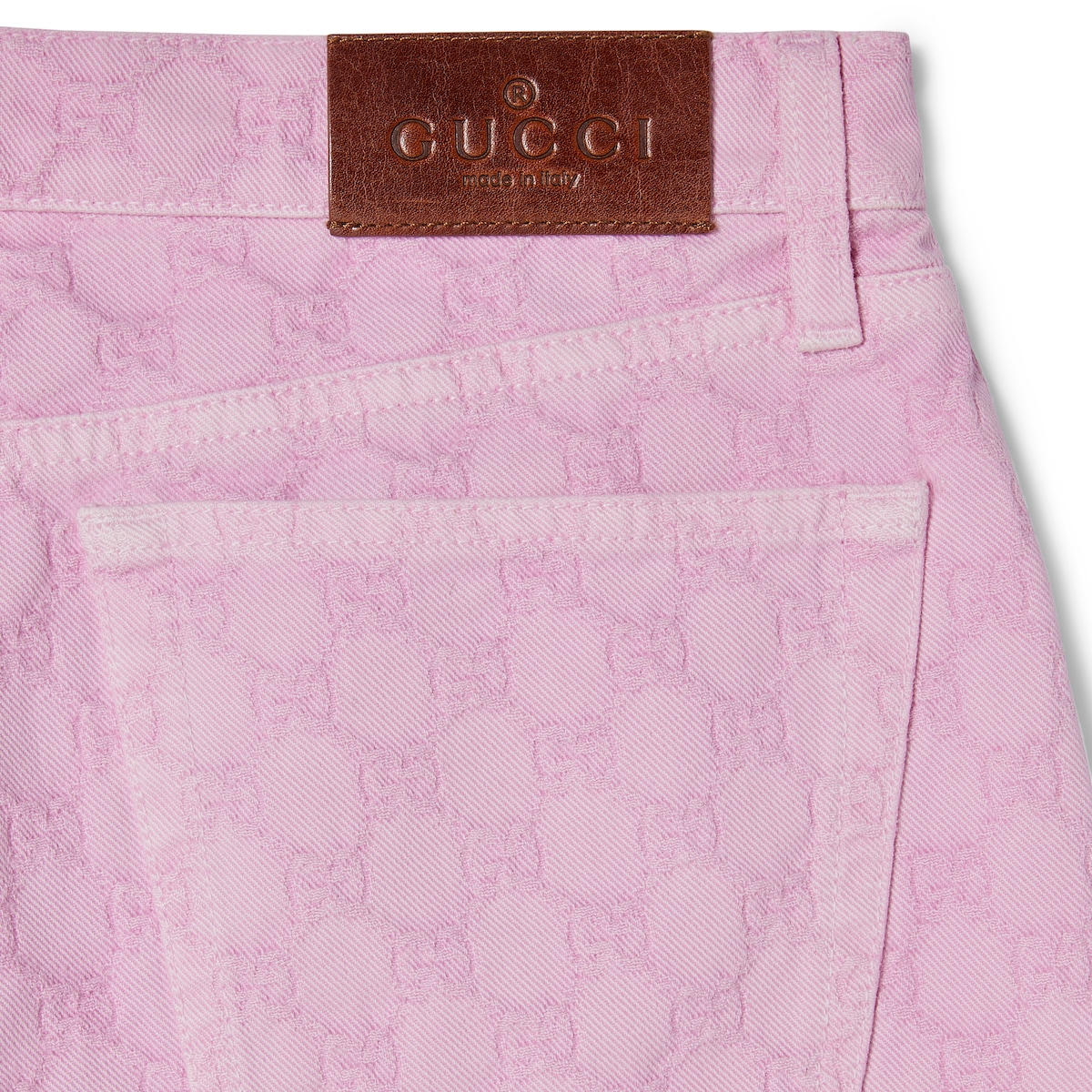 GG cotton denim jacquard pants in light pink - thumbnail 3