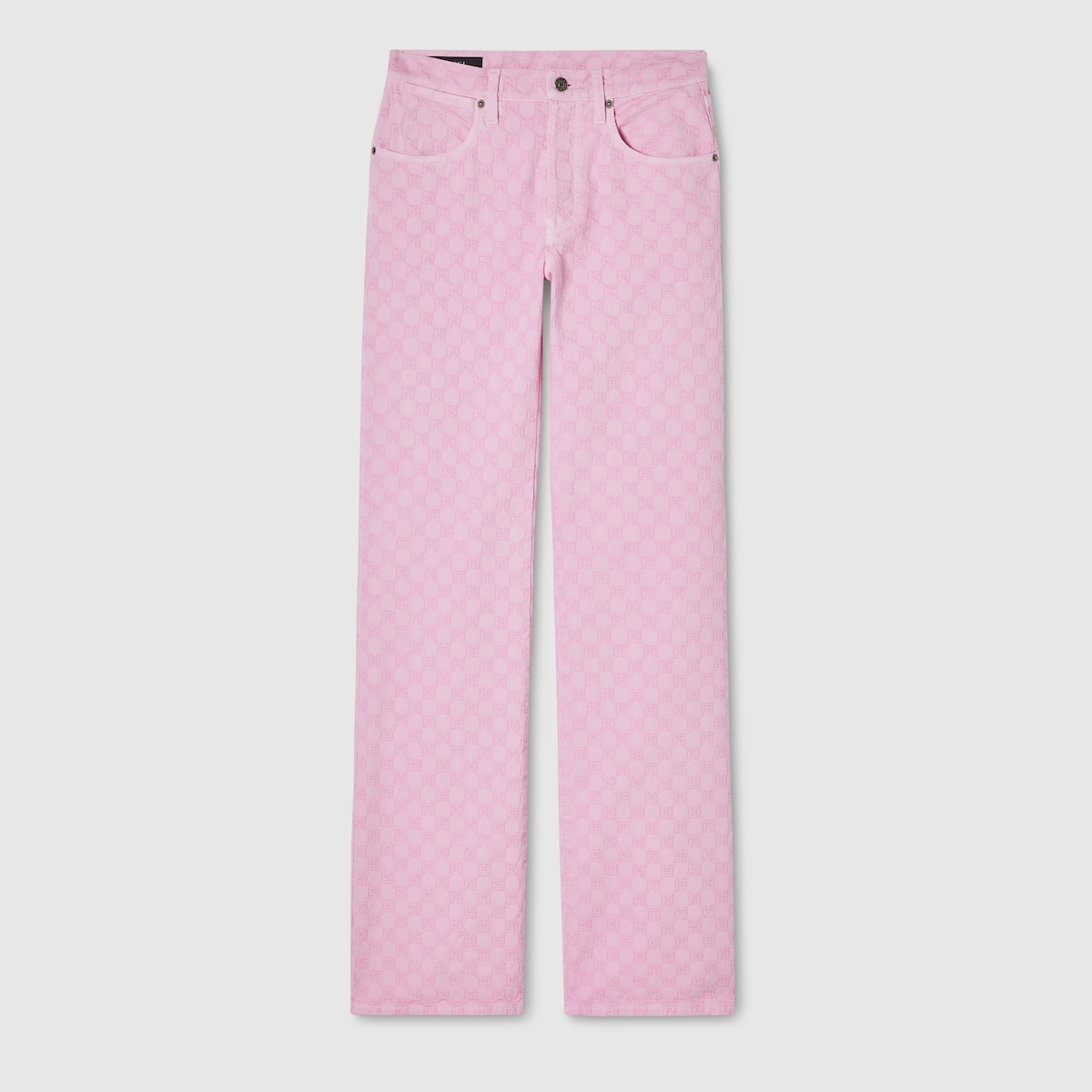GG cotton denim jacquard pants in light pink - thumbnail 2