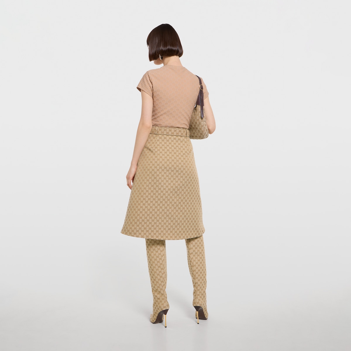 GG jersey jacquard T-shirt in brown