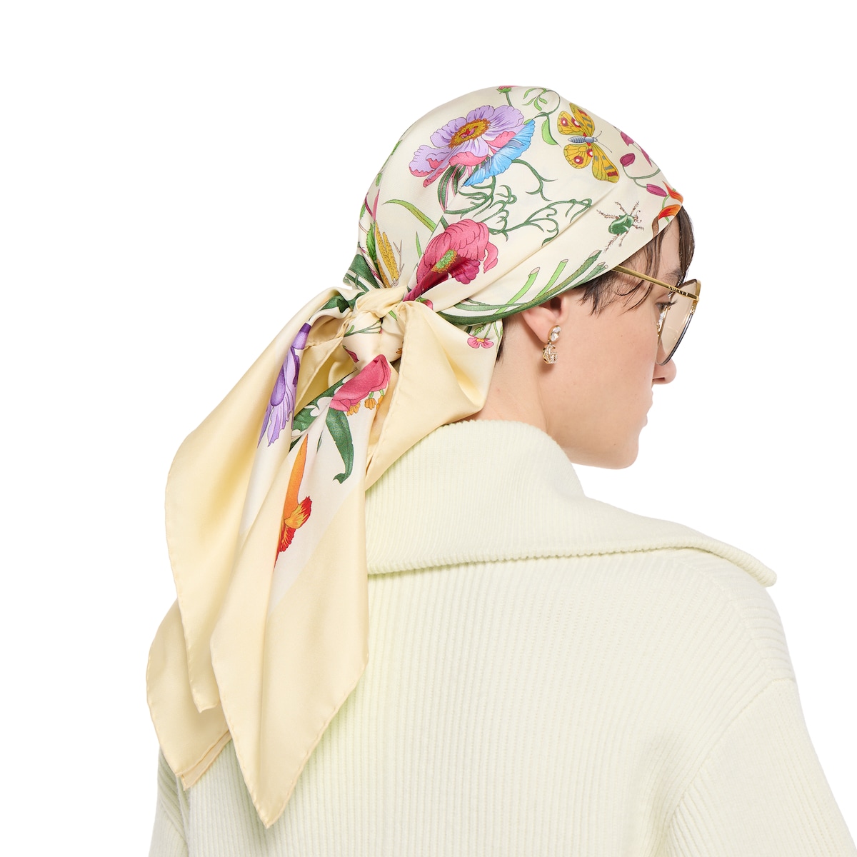 プリント シルクツイル スカーフ ・オフホワイト＆イエロー | GUCCI公式