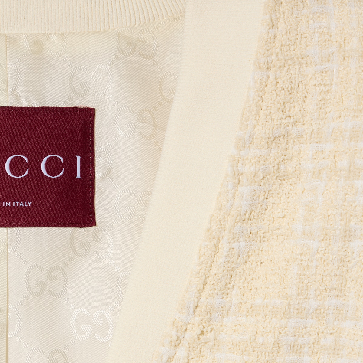 Check cotton tweed jacket in ivory - thumbnail 5
