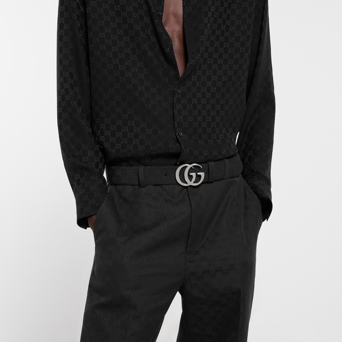 Flat Marmont belt in black GG canvas - thumbnail 2