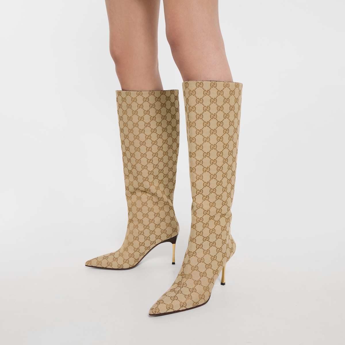 Women's Bombshell boot in sand and brown GG canvas | GUCCI® US