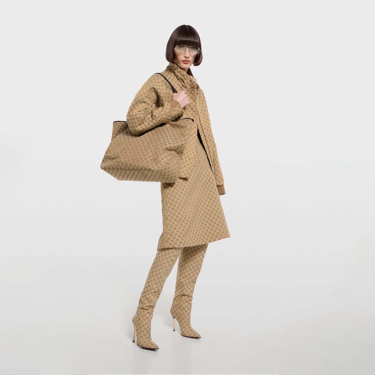 Gucci Jackie large tote bag in sand and brown GG canvas
