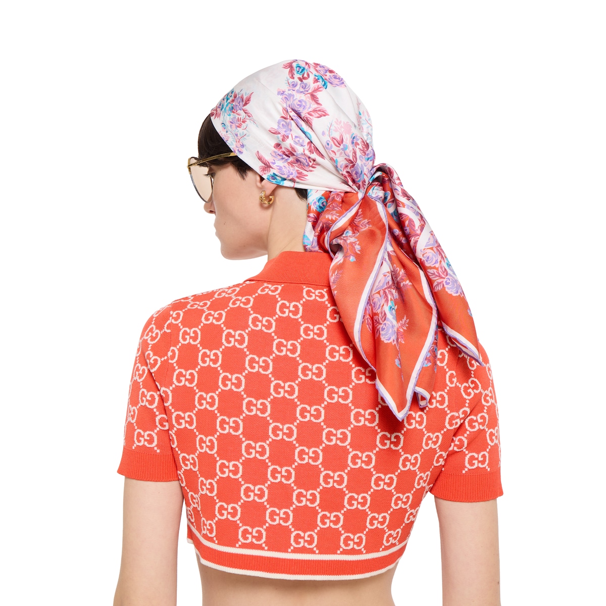 プリント シルクツイル スカーフ ・オレンジ＆ライラック | GUCCI公式