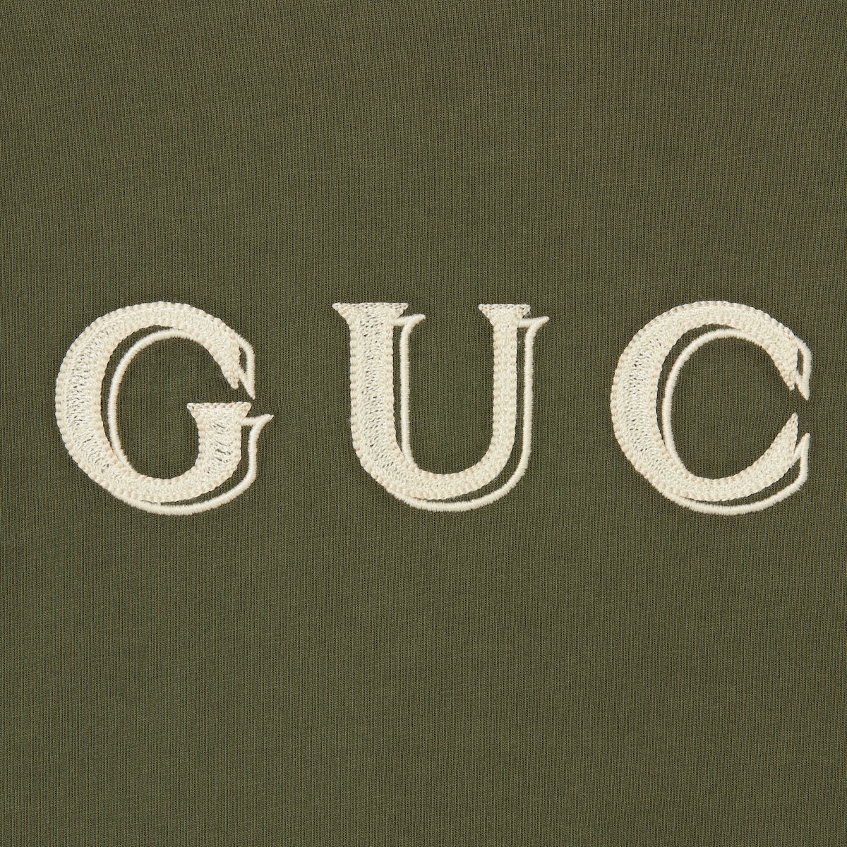 Cotton jersey T-shirt with embroidery in forest green | GUCCI® US