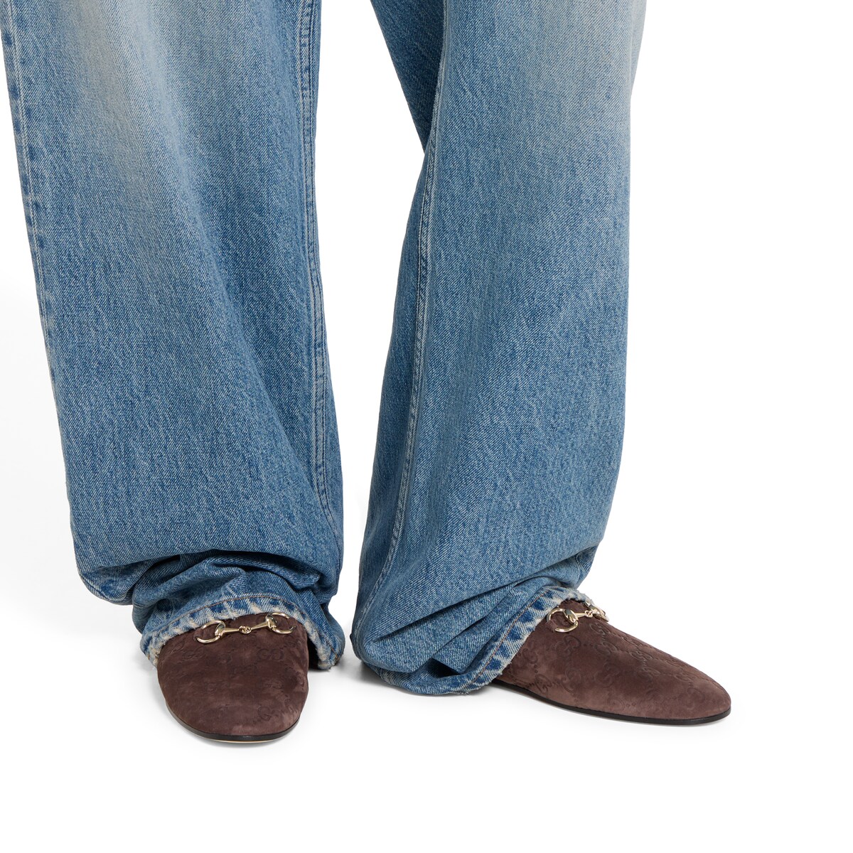Women's mule with Horsebit in brown GG suede