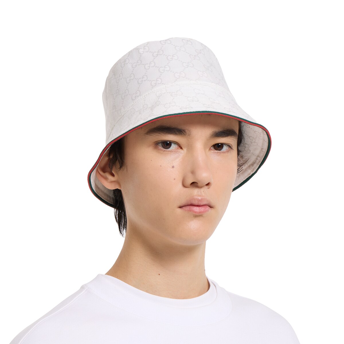 GG canvas bucket hat in white