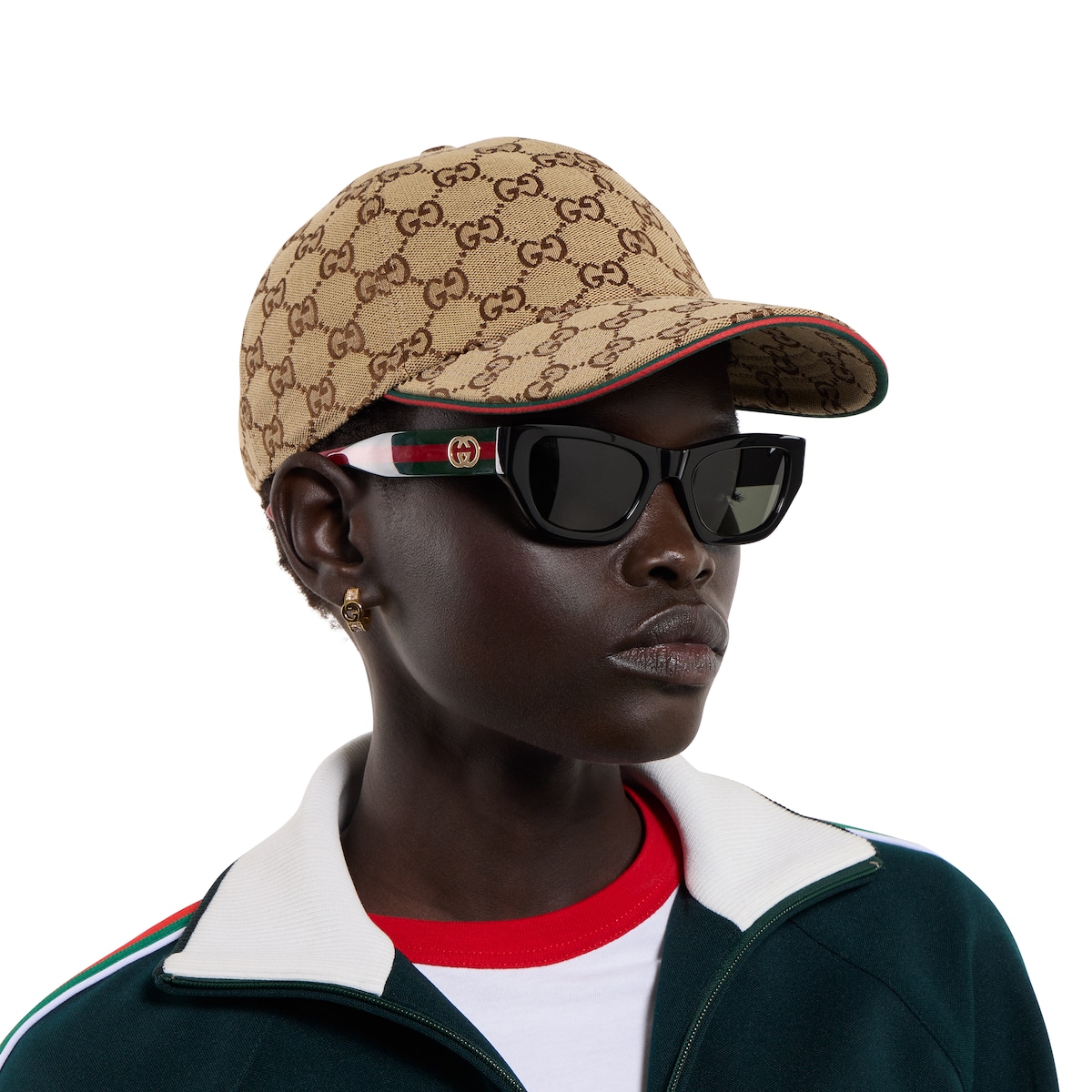 GG canvas baseball cap in beige and dark brown