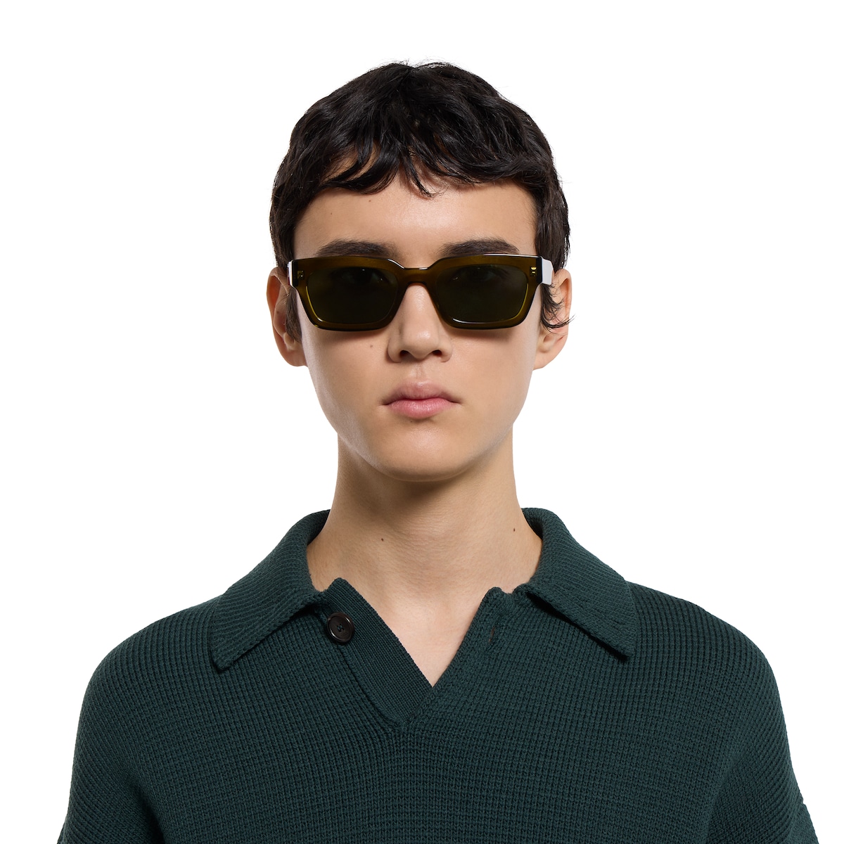 Rectangular frame sunglasses in green