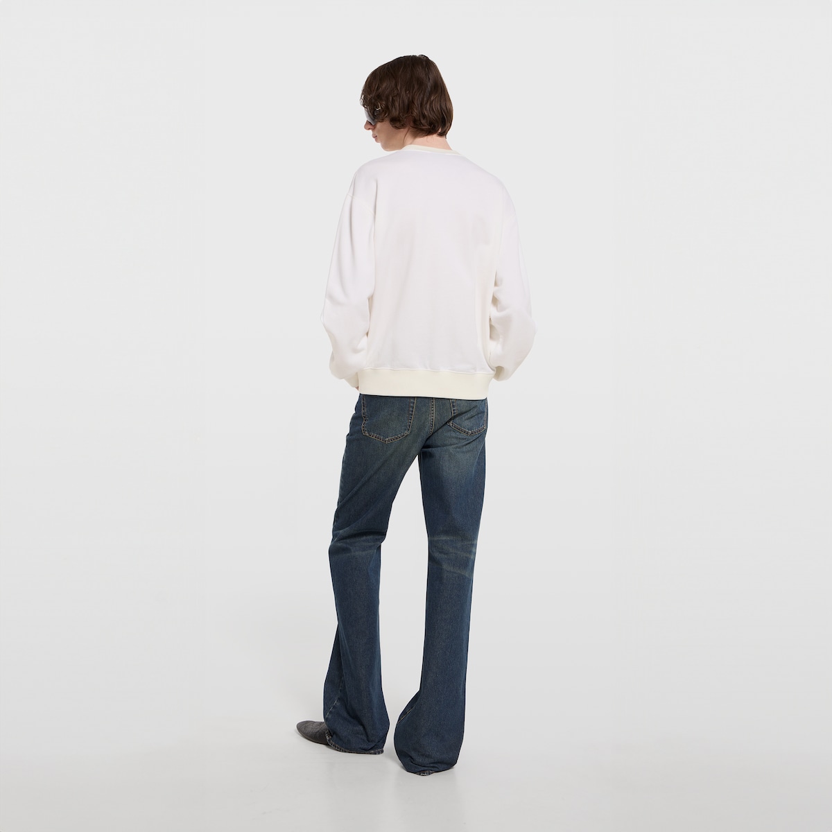 Cashmere blend sweatshirt with print in white - thumbnail 3