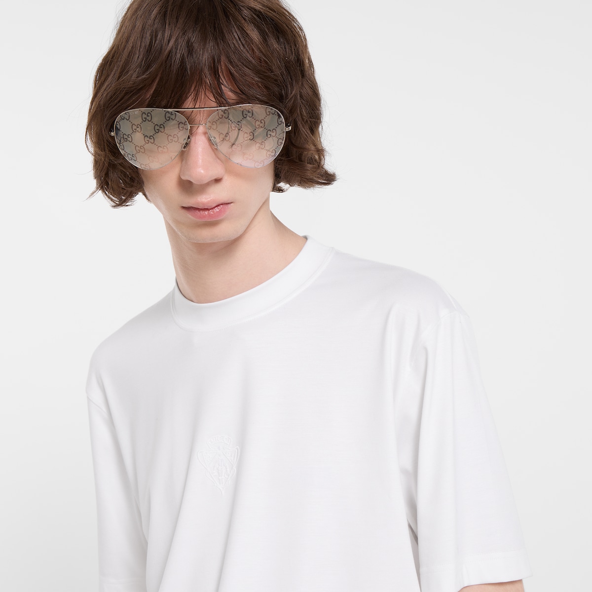 Soft rayon jersey T-shirt with embroidery in white - thumbnail 9