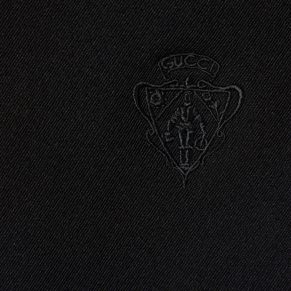 Stretch nylon gabardine zip jacket in black