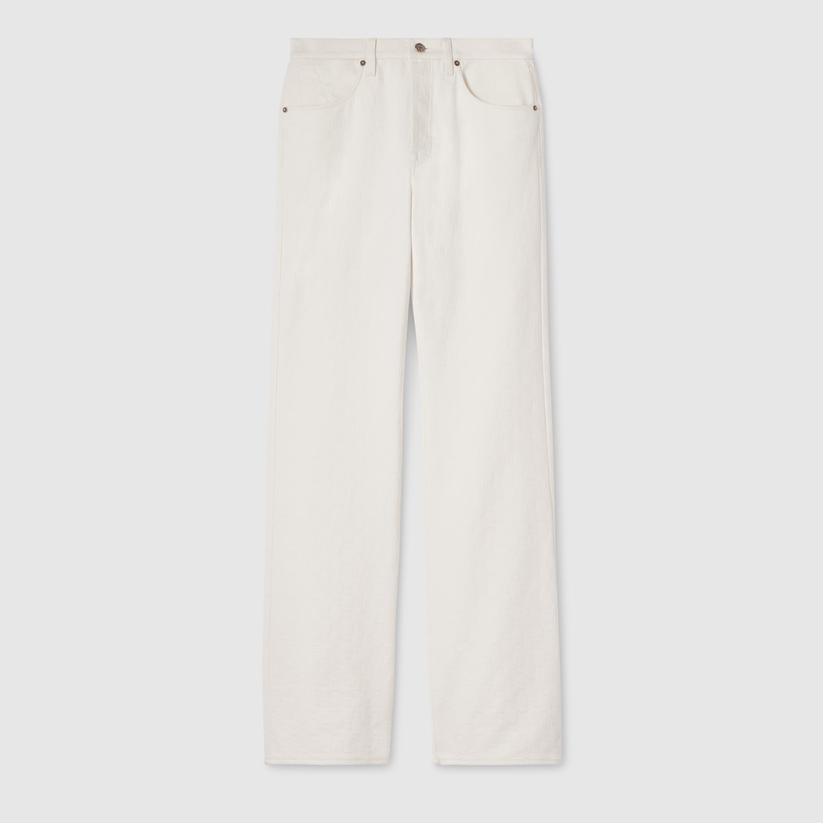 GG cotton denim jacquard pants in white - thumbnail 5