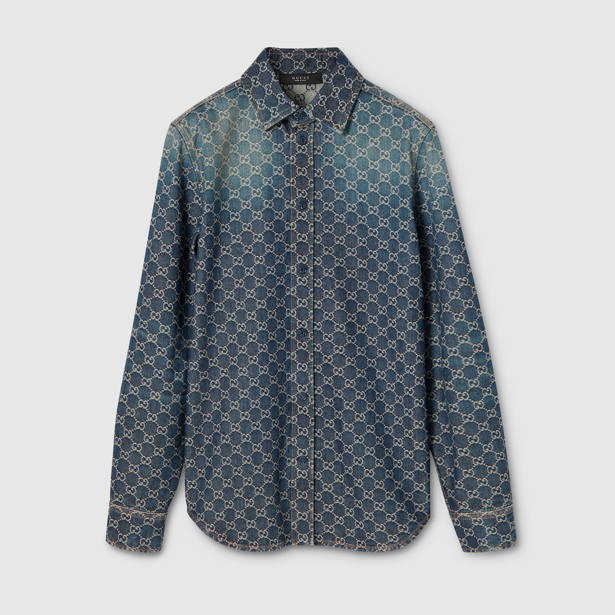 GG cotton denim jacquard shirt in white - thumbnail 10