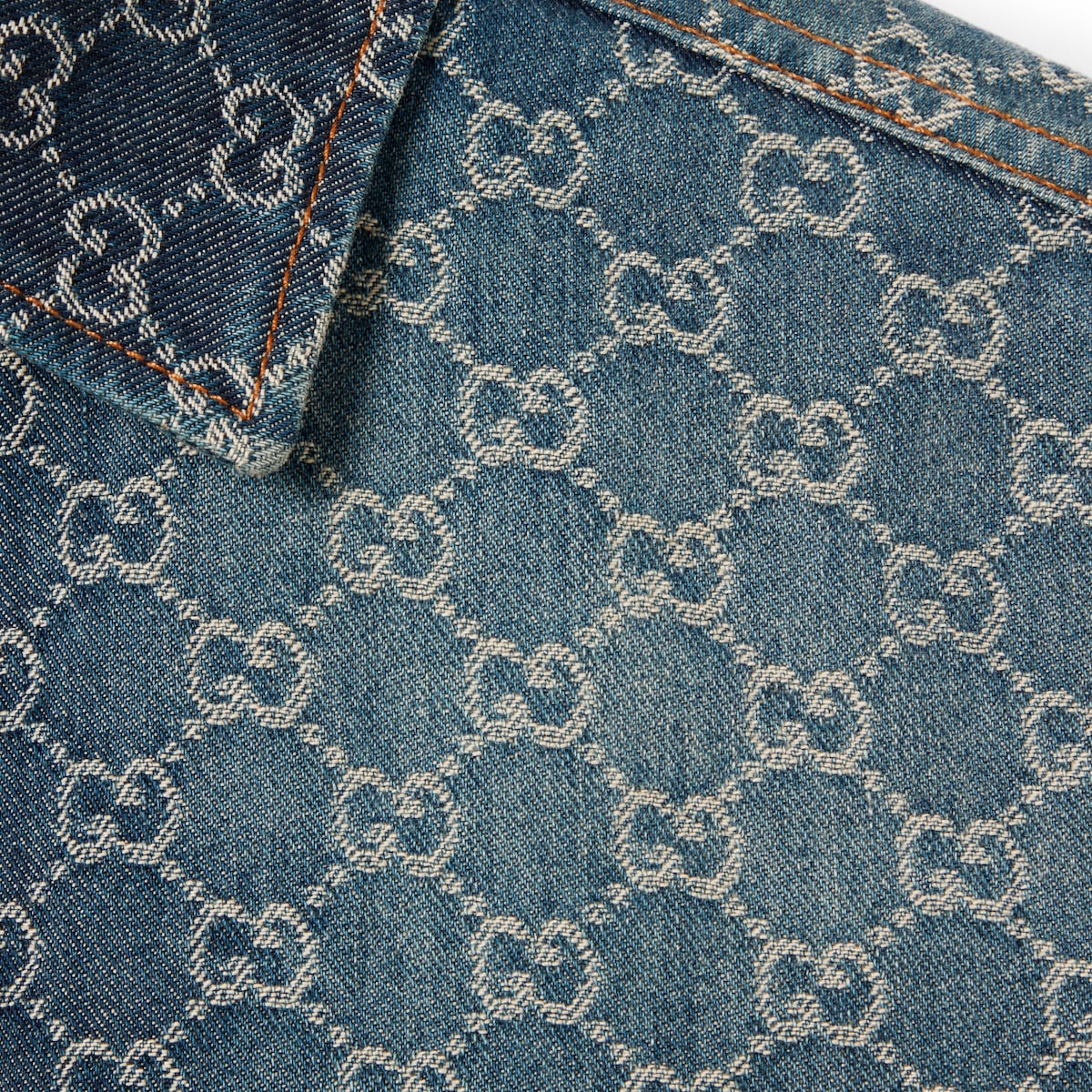 GG cotton denim jacquard shirt in white - thumbnail 6