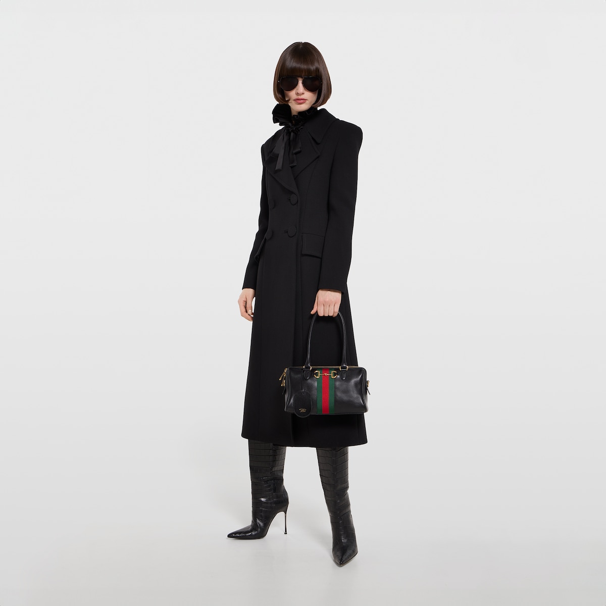 Borsetto medium boston bag in black leather