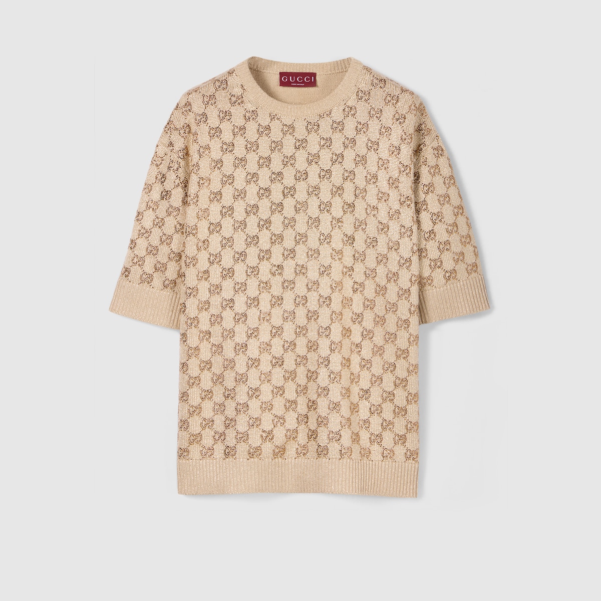 Wool cashmere sweater with crystals in ivory | GUCCI® US