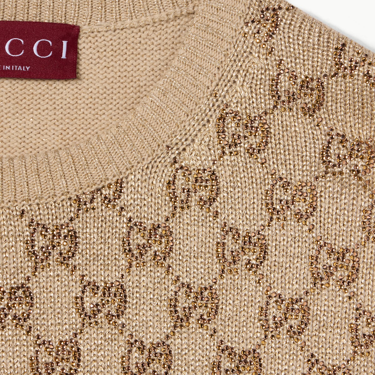 GUCCI ニット Wool cashmere sweater with crystals in ivory | GUCCI® US