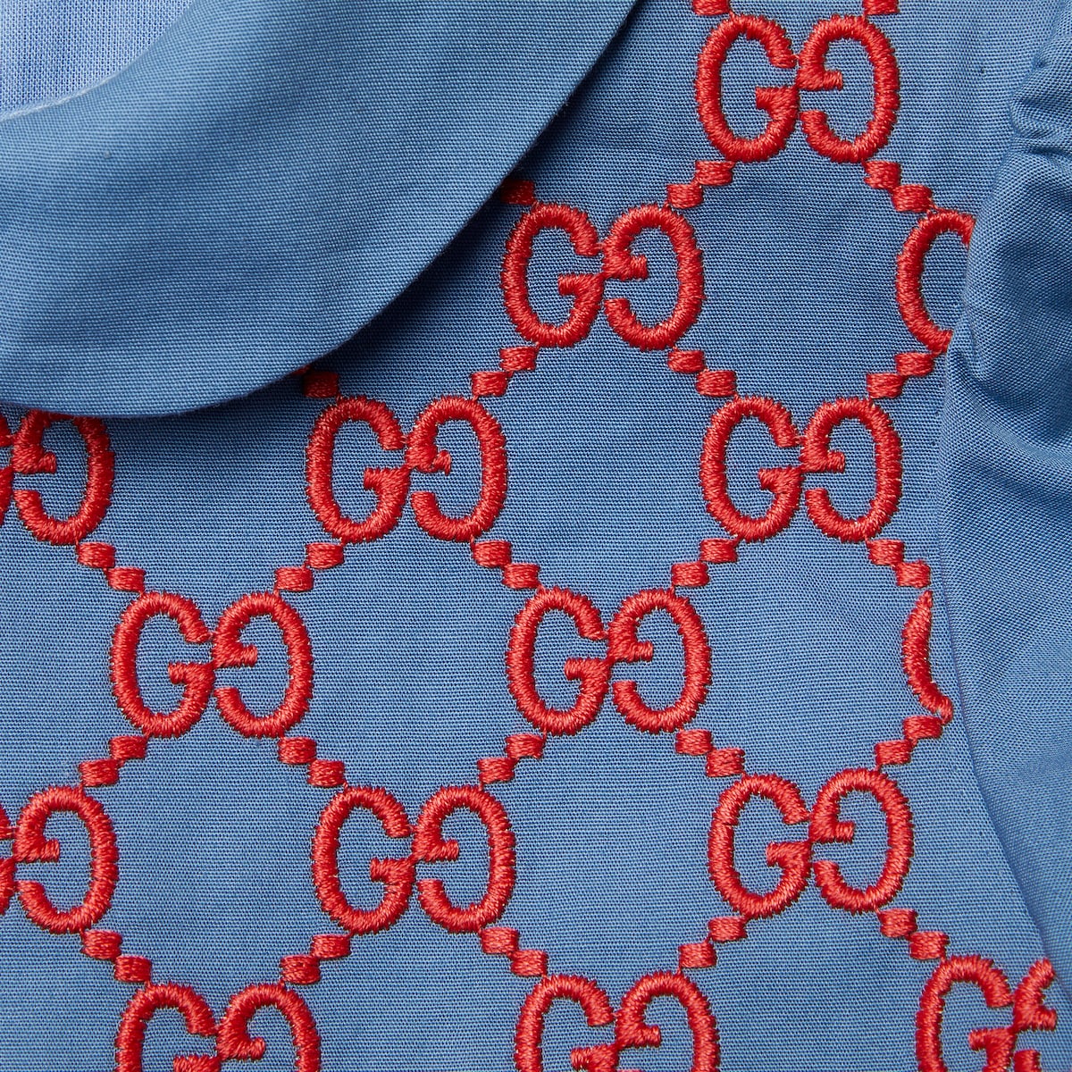 Baby cotton dress with embroidery in blue