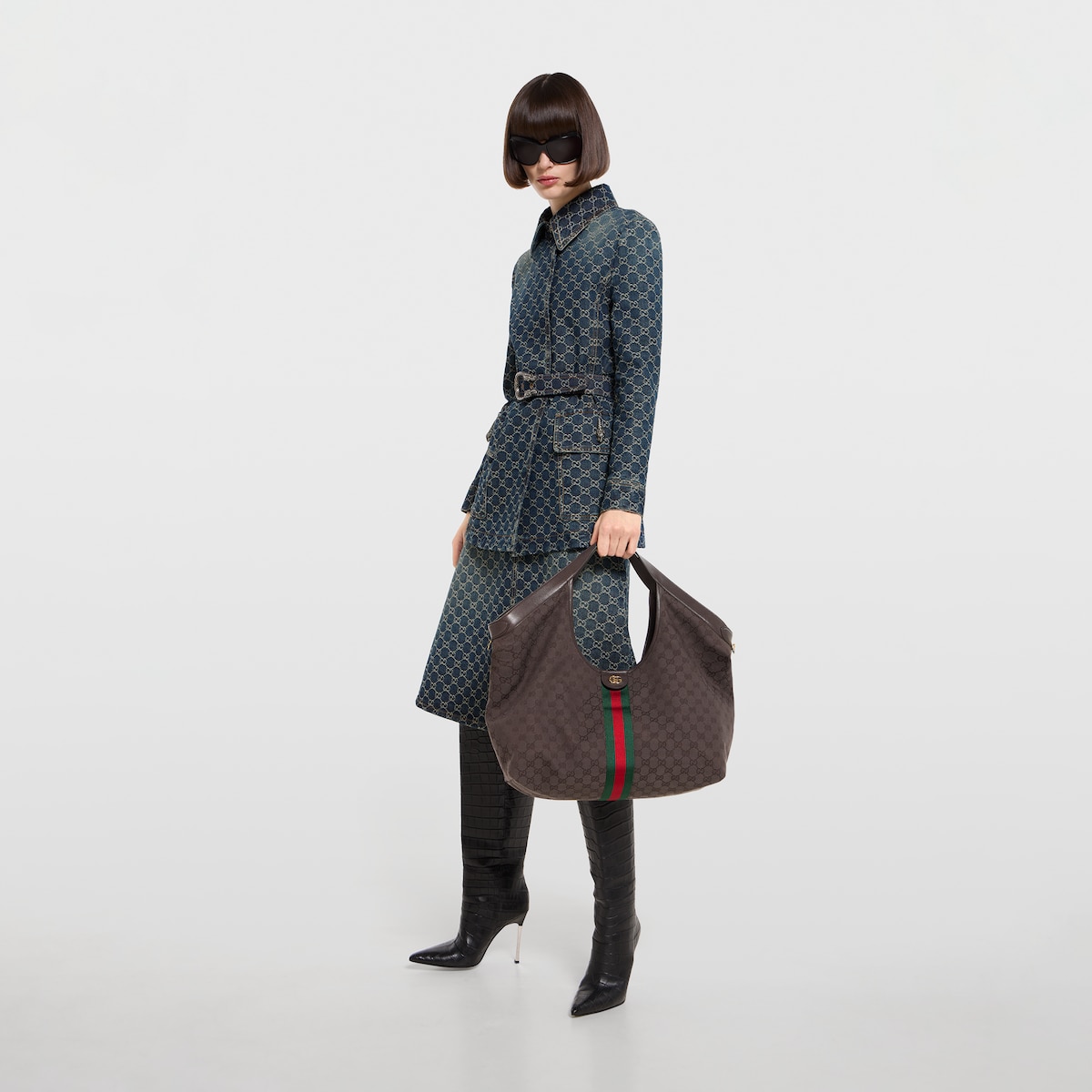 Gucci Giglio large tote bag in dark brown GG canvas