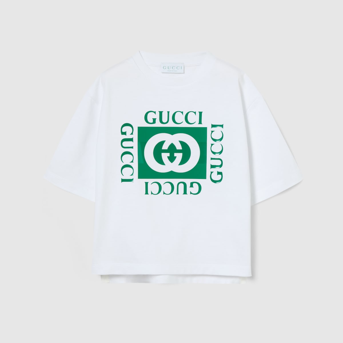 Children's cotton T-shirt with print in white