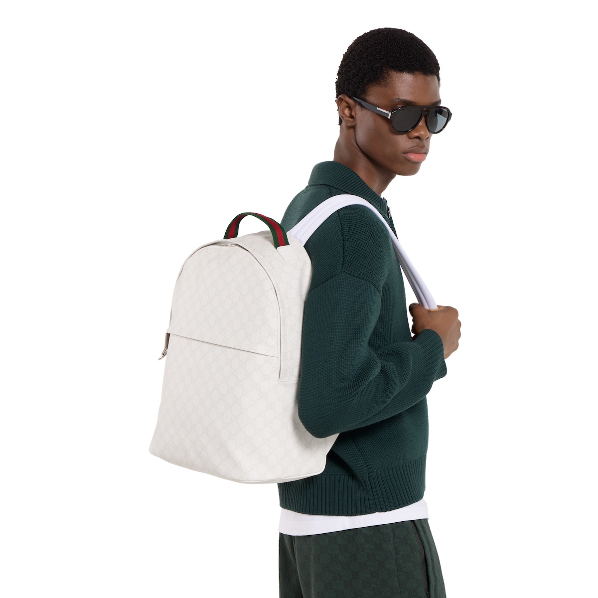 Medium GG backpack in white GG Supreme