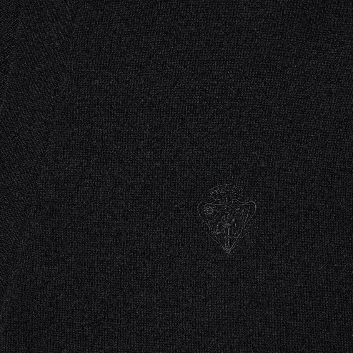 Knit wool cardigan with embroidery in black
