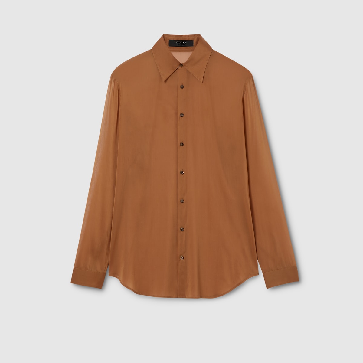 ストレッチシルクシフォン シャツ ・ライトブラウン | GUCCI公式