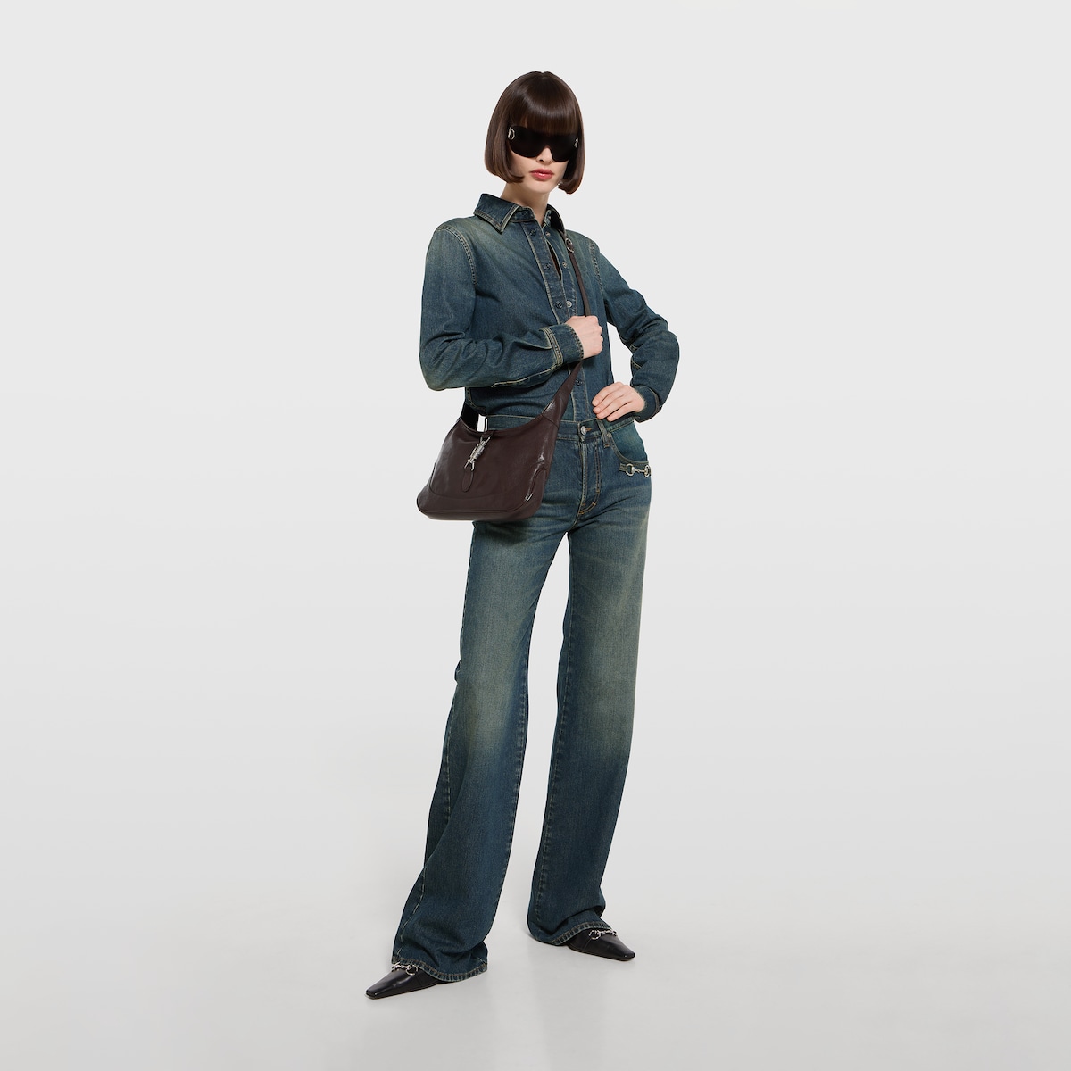 Gucci Jackie 1961 medium shoulder bag in dark brown leather - thumbnail 8