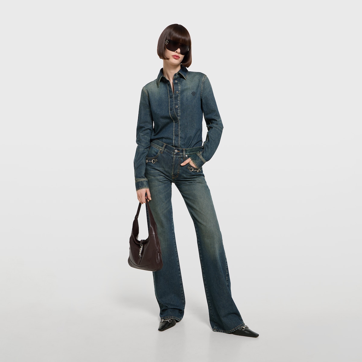 Gucci Jackie 1961 medium shoulder bag in dark brown leather - thumbnail 9