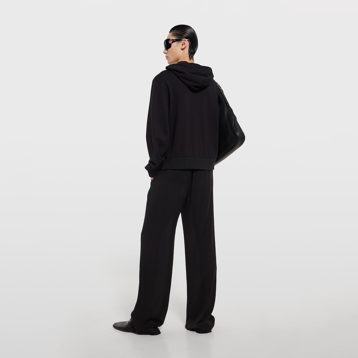 Cashmere blend zip jacket with embroidery in black - thumbnail 4