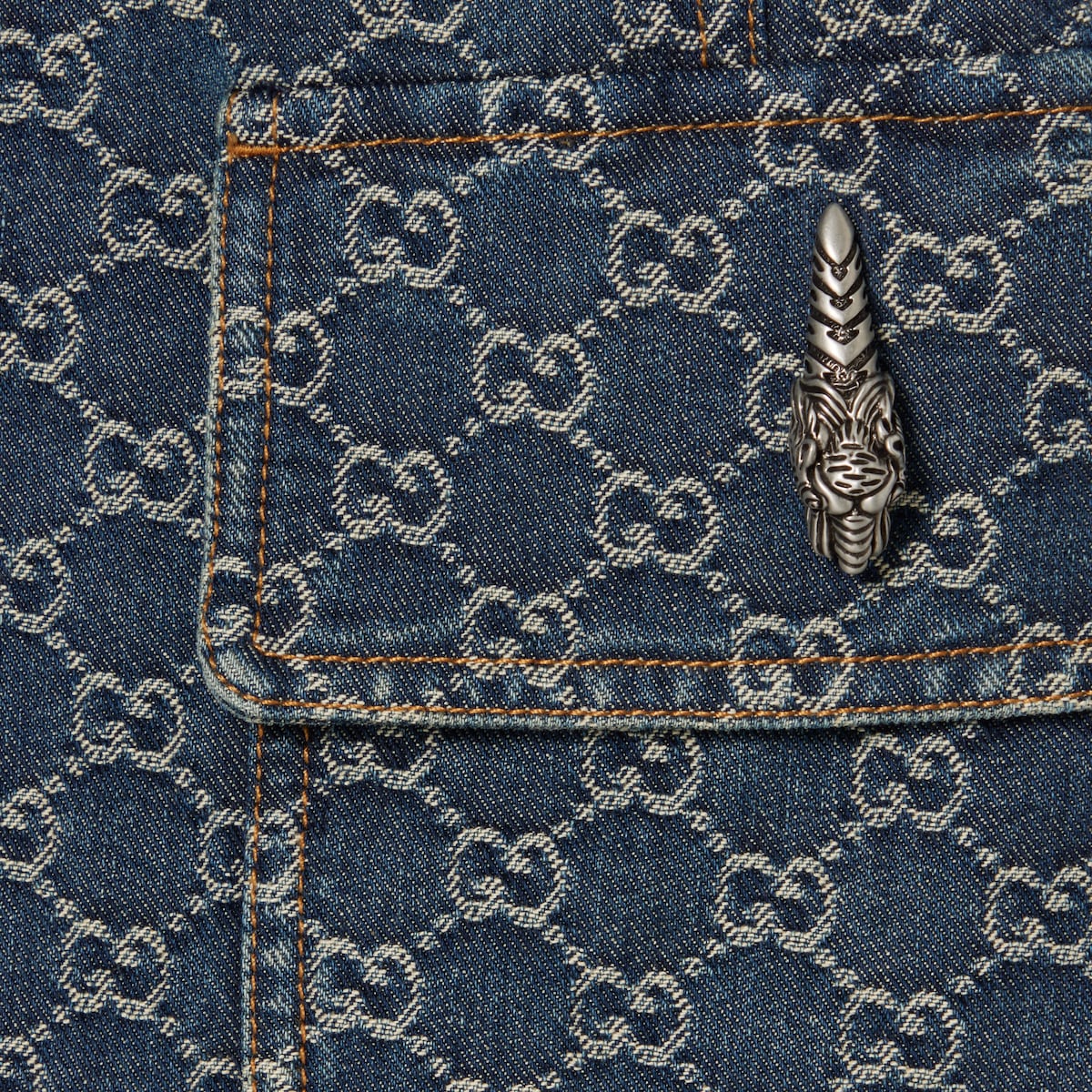 GG cotton denim jacquard jacket in blue