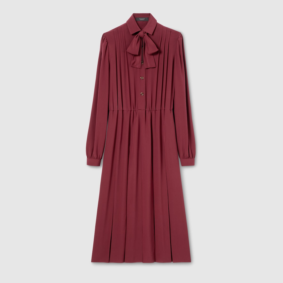 Silk crêpe de chine dress in bordeaux - thumbnail 5