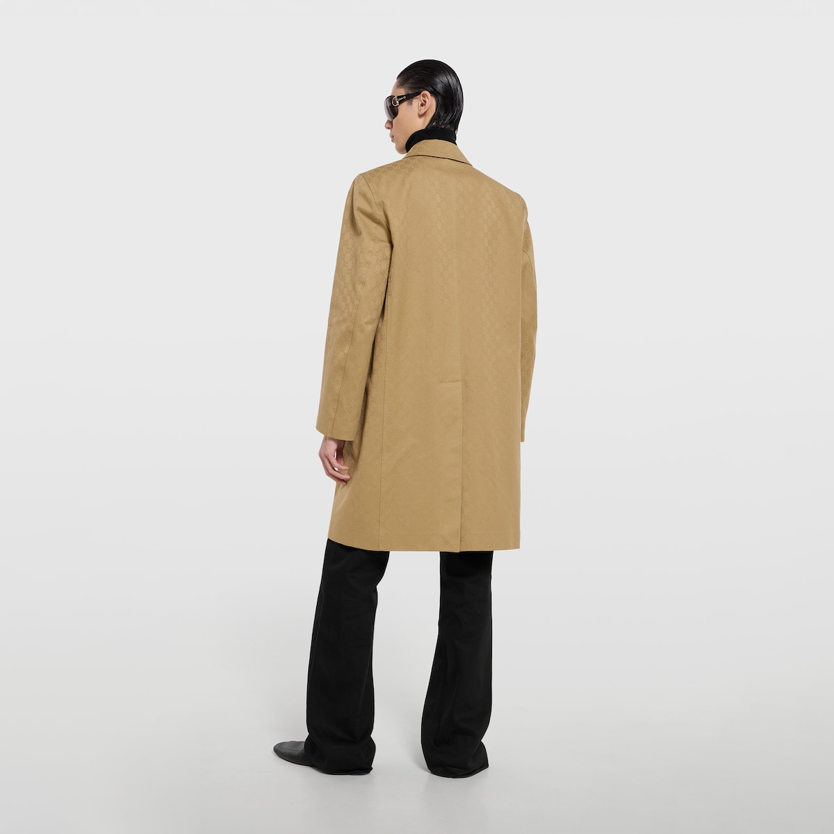 GG cotton gabardine coat in beige - thumbnail 3