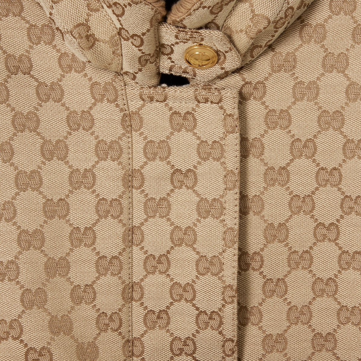 GG cotton canvas fabric zip jacket in sand