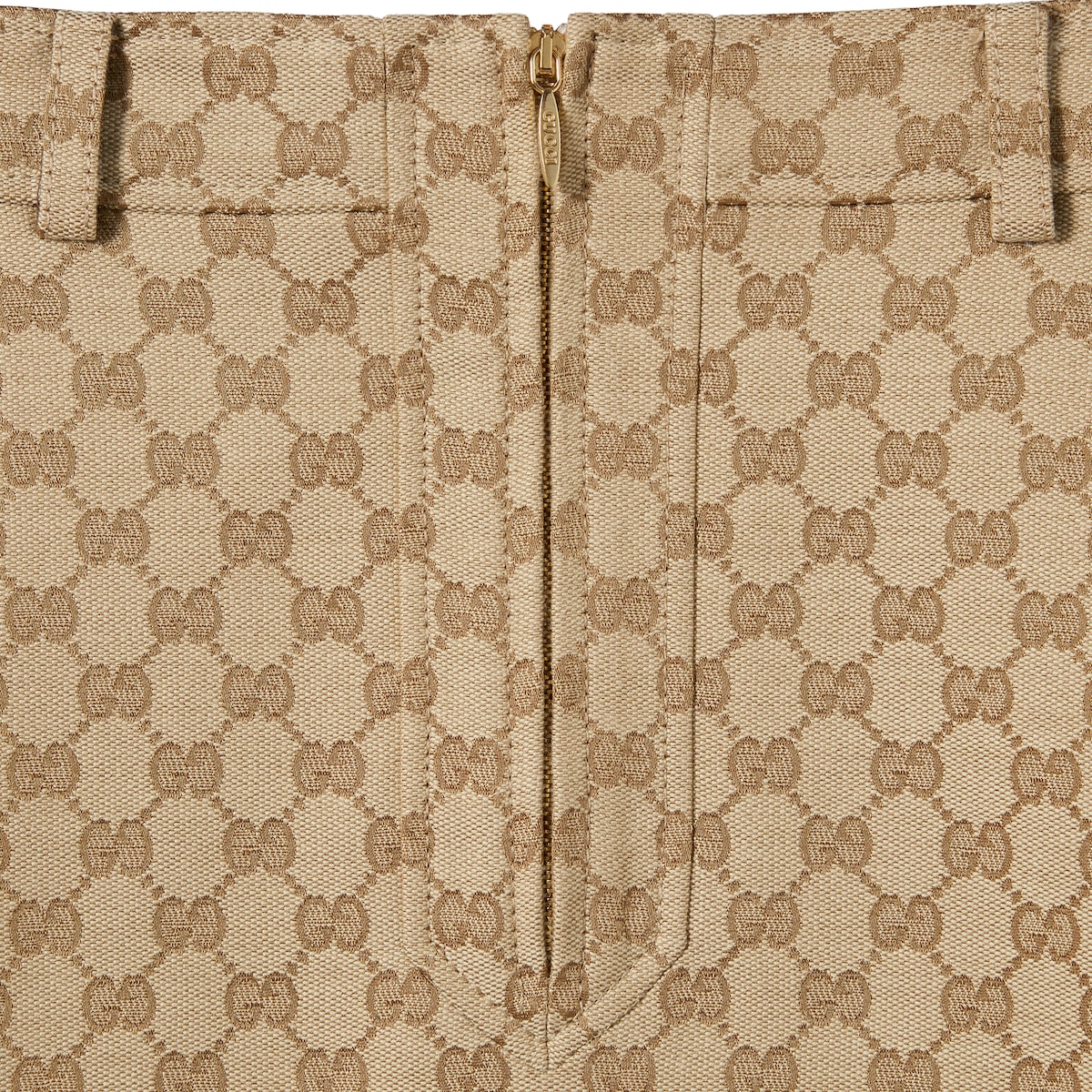 GG cotton canvas fabric skirt in sand