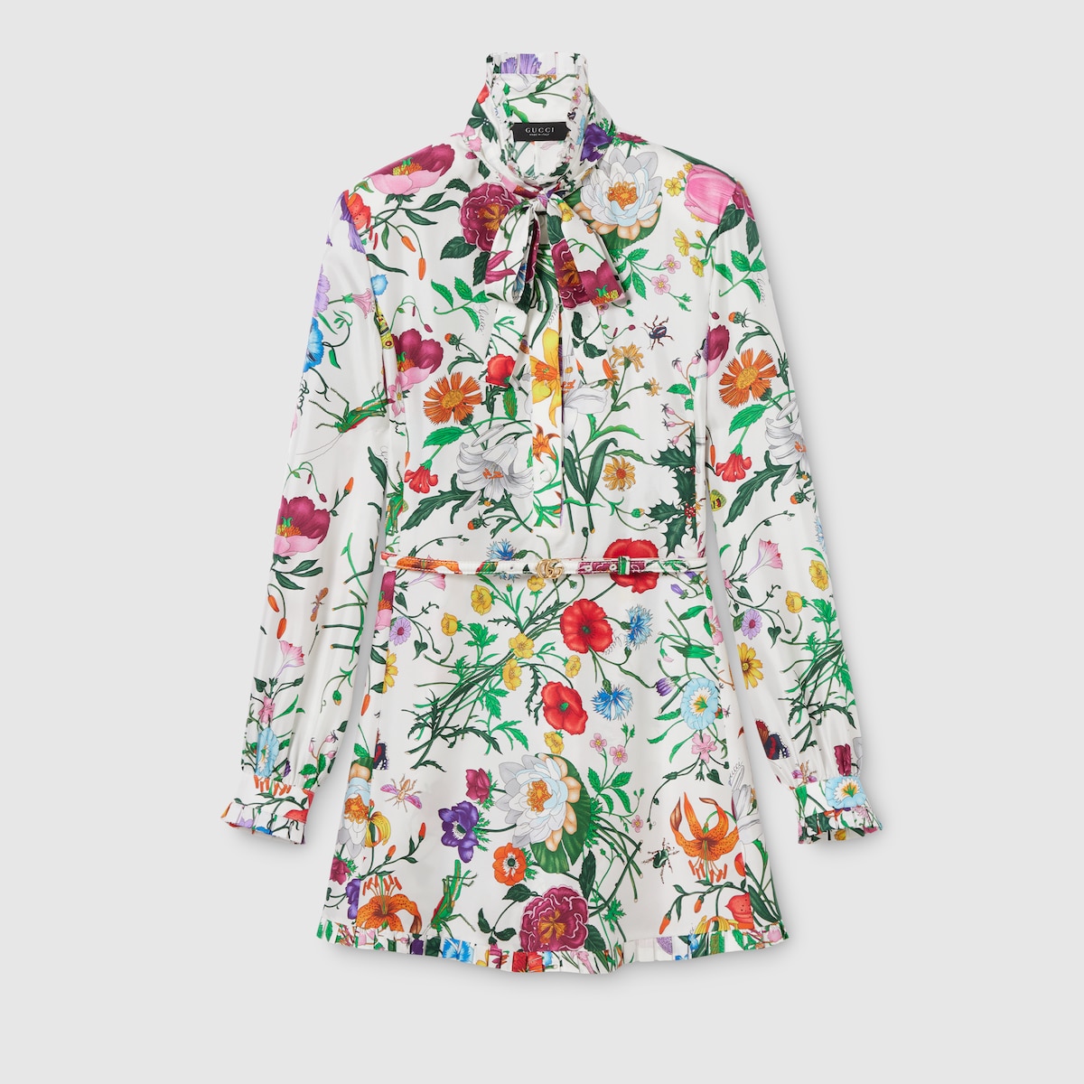 Printed silk twill dress in multicolor | GUCCI US